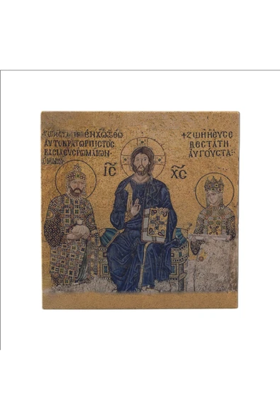 Ayasofya Deesis Mozaiği Baskılı Taş Magnet 5X5 - Resim 5