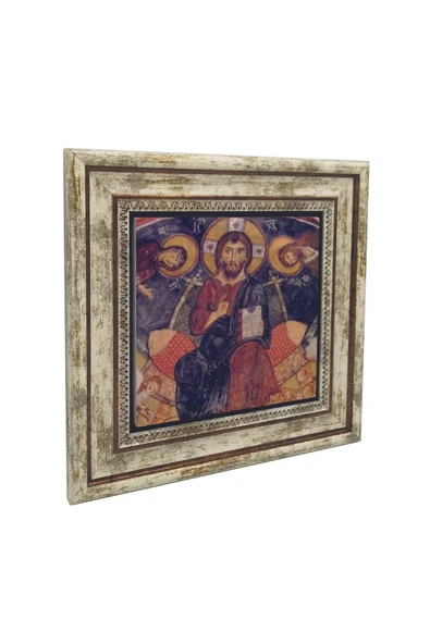 Kapadokya Göreme Karanlık Kilise Freski - Deesis Baskılı Taş Tablo 25X25 ürün görseli 1