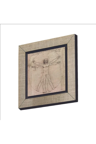 Vitruvius Adamı (Leonardo Da Vinci, 1492) Baskılı MDF Magnet 7X7 ürün görseli 1