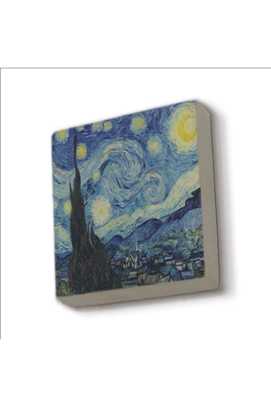 Yıldızlı Gece (Vincent Van Gogh, 1889) Baskılı Taş Magnet 5X5 ürün görseli 1