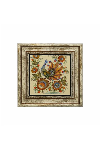 Tavus Kuşu Baskılı Taş Tablo 25X25 - Resim 2