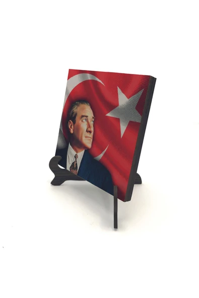Mustafa Kemal Atatürk Baskılı MDF Masaüstlük 10X10 ürün görseli 1