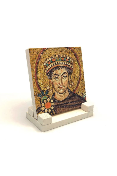 I. Justinianus (Büyük Jüstinyen) Baskılı Taş Masaüstlük 10X10 ürün görseli 1