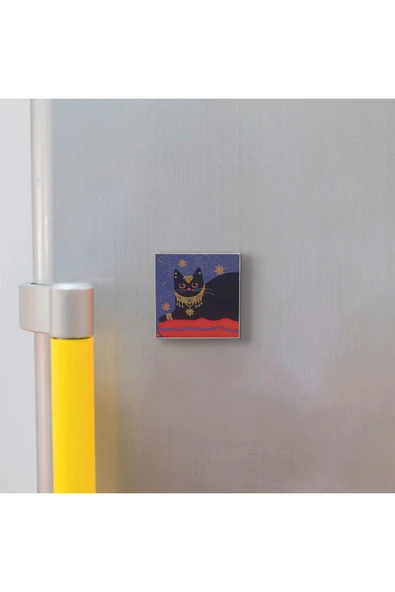 Kedi Baskılı Taş Magnet 5X5 - Resim 3