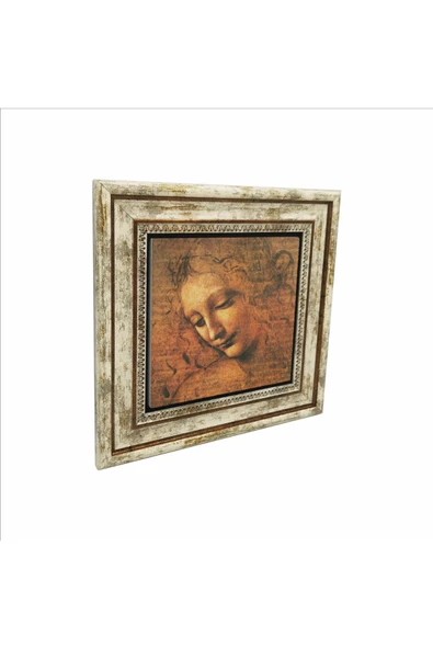 Kadın Başı Eskizi (Leonardo Da Vinci, 1508) Baskılı Taş Tablo 25X25 ürün görseli 1