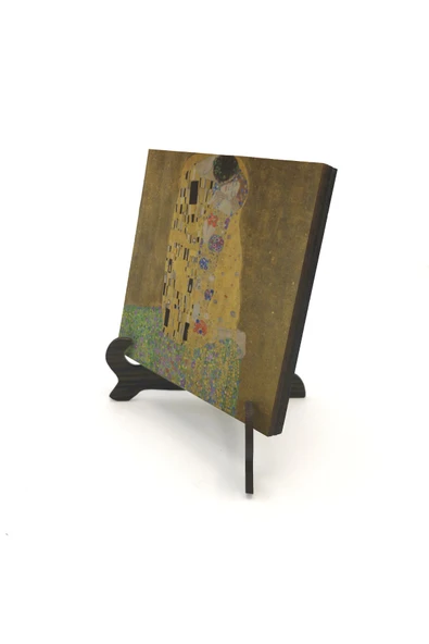 Öpücük (Gustav Klimt, 1907) Baskılı MDF Masaüstlük 10X10 ürün görseli 1