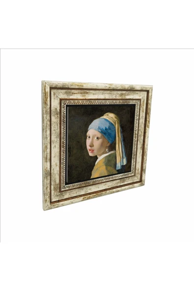İnci Küpeli Kız (Johannes Vermeer, 1665 Baskılı Taş Tablo 25X25 ürün görseli 1