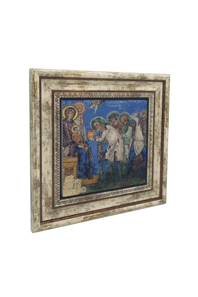 Kapadokya Göreme Tokalı Kilise Freski - Müneccim Kralların Tapınması Baskılı Taş Tablo 25X25 ürün görseli 1