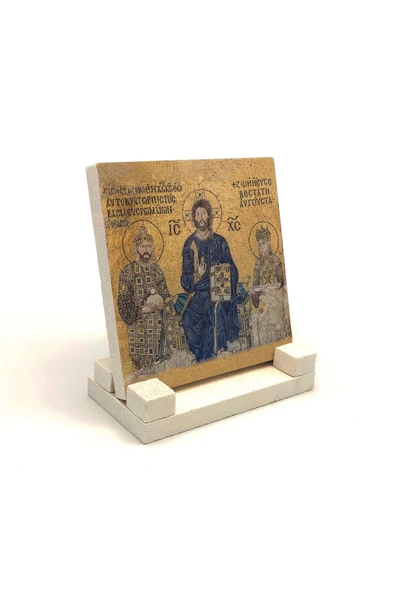 Ayasofya Deesis Mozaiği Baskılı Taş Masaüstlük 10X10 ürün görseli 1
