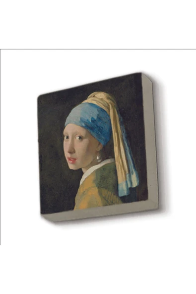 İnci Küpeli Kız (Johannes Vermeer, 1665 Baskılı Taş Magnet 5X5 ürün görseli 1