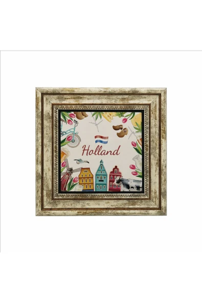 Hollanda Sembolleri Baskılı Taş Tablo 25X25 - Resim 2