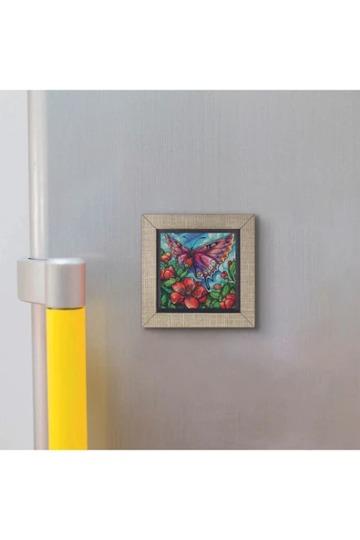 Kelebek Baskılı MDF Magnet 7X7 - Resim 3