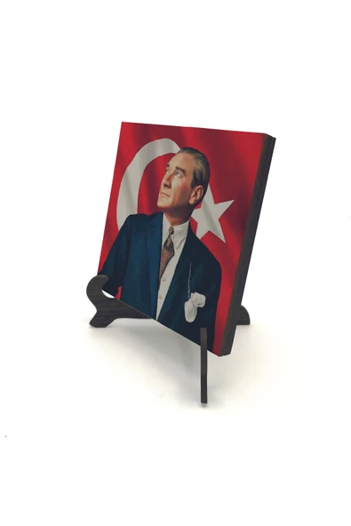 Mustafa Kemal Atatürk Baskılı MDF Masaüstlük 10X10 ürün görseli 1
