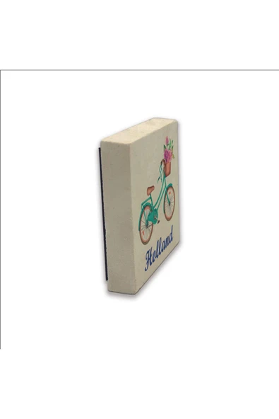Hollanda Bisklet Görseli Baskılı Taş Magnet 5X5 - Resim 4