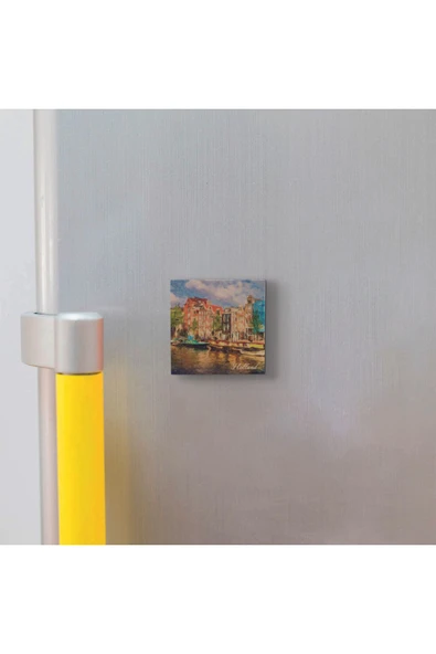 Hollanda Görseli Baskılı Taş Magnet 5X5 - Resim 2