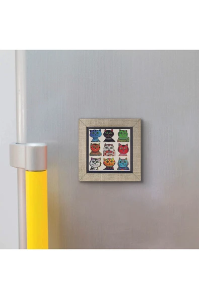 Kediler Baskılı MDF Magnet 7X7 - Resim 3