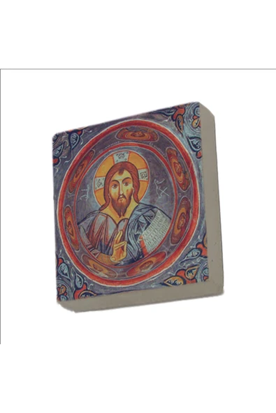 Kapadokya Göreme Karanlık Kilise Freski - Pantokrator İsa Mesih Baskılı Taş Magnet 5X5 ürün görseli 1