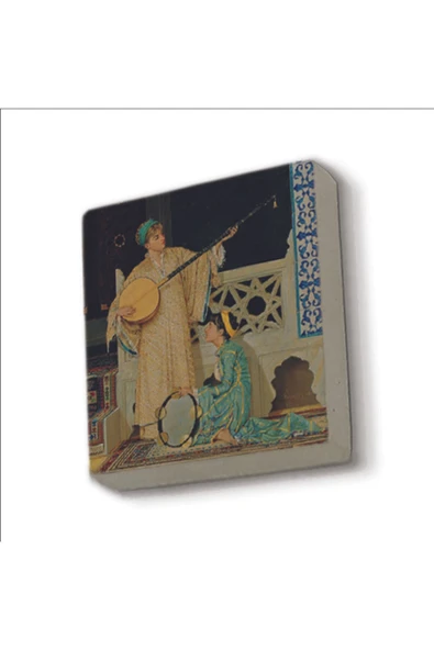 İki Müzisyen Kız (Osman Hamdi Bey, 1880) Baskılı Taş Magnet 5X5 ürün görseli 1