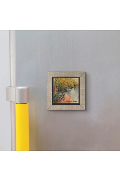 Amsterdam Görseli Baskılı MDF Magnet 7X7 - Resim 3