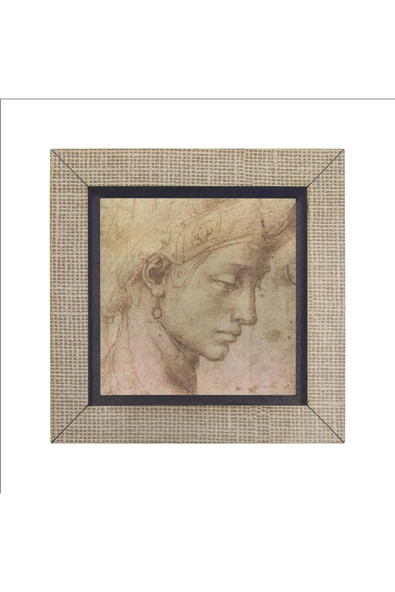 Baş Etüdü (Leonardo Da Vinci) Baskılı MDF Magnet 7X7 - Resim 4
