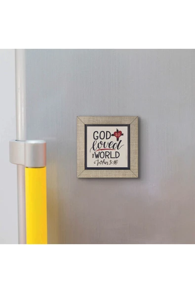 Yuhanna 3:16 Baskılı MDF Magnet 7X7 - Resim 3