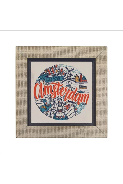 Amsterdam Sembolleri Baskılı MDF Magnet 7X7 - Resim 4
