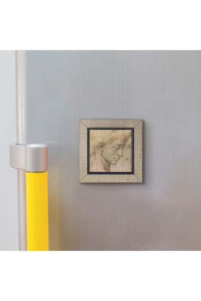Baş Etüdü (Leonardo Da Vinci) Baskılı MDF Magnet 7X7 - Resim 3