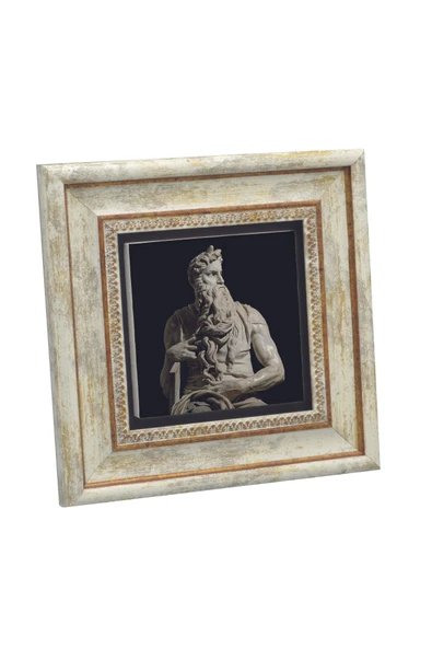 Musa'nın Hükmü Heykeli (Heykeltıraş: Michelangelo) Baskılı Taş Tablo 20x20 ürün görseli 1