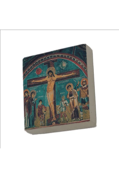 Kapadokya Göreme Karanlık Kilise Freski - İsa Mesih'in Çarmıha Gerilişi Baskılı Taş Magnet 5X5 ürün görseli 1