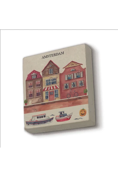 Amsterdam Görseli Baskılı Taş Magnet 5X5 ürün görseli 1