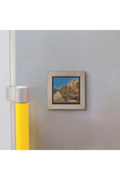 Amsterdam Görseli Baskılı MDF Magnet 7X7 - Resim 3