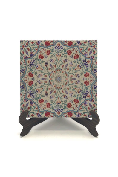 Osmanlı Çini Deseni Baskılı MDF Masaüstlük 10X10 - Resim 2