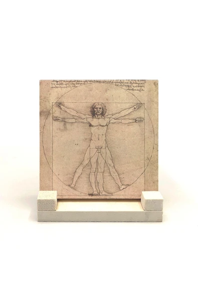 Vitruvius Adamı (Leonardo Da Vinci, 1492) Baskılı Taş Masaüstlük 10X10 ürün görseli 1