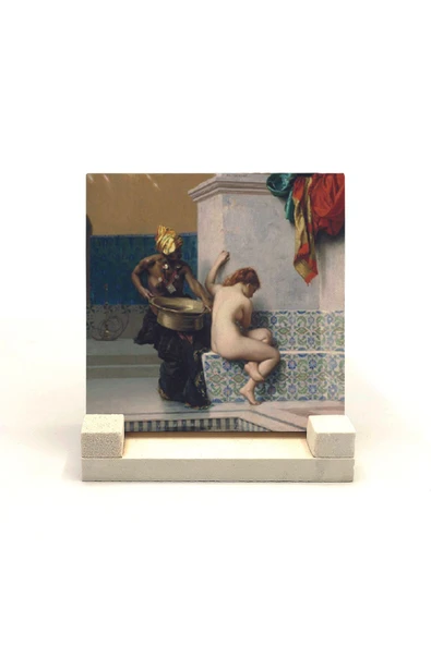 Türk Hamamında İki Kadın (Jean-Léon Gérôme, 1872) Baskılı Taş Masaüstlük 10X10 ürün görseli 1