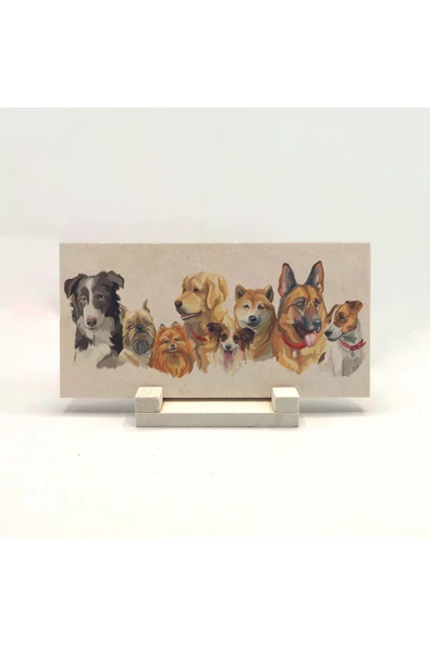 Sevimli Köpekler Baskılı Taş Masaüstlük 10X20 ürün görseli 1