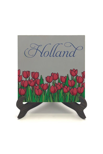 Hollanda Lale Görseli Baskılı MDF Masaüstlük 10X10 - Resim 2