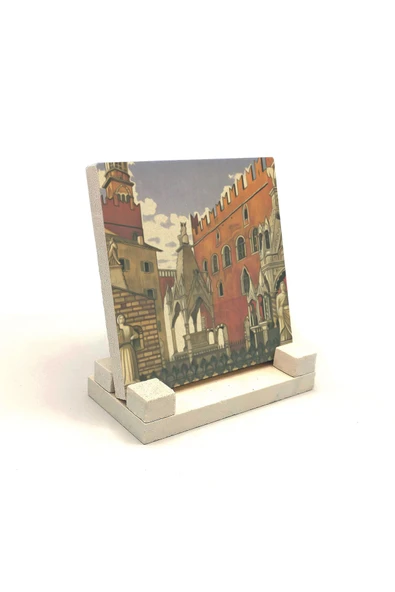 İtalya Görseli Baskılı Taş Masaüstlük 10X10 - Resim 2