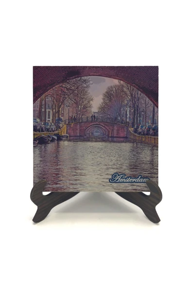 Amsterdam Görseli Baskılı MDF Masaüstlük 10X10 - Resim 2