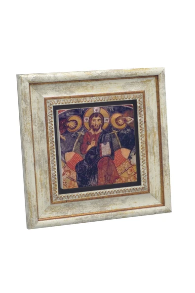 Kapadokya Göreme Karanlık Kilise Freski - Deesis Baskılı Taş Tablo 20x20 ürün görseli 1