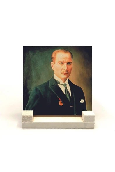 Mustafa Kemal Atatürk Baskılı Taş Masaüstlük 10X10 ürün görseli 1