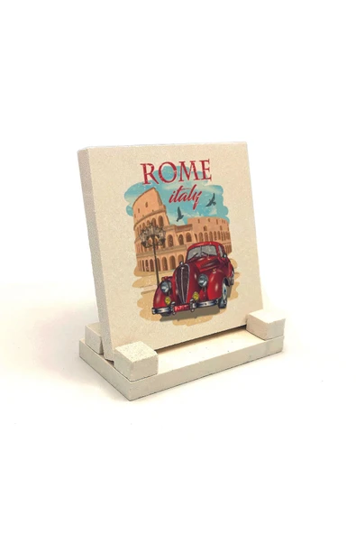 Roma Görseli Baskılı Taş Masaüstlük 10X10 - Resim 2