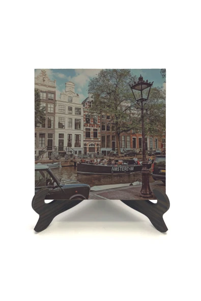 Amsterdam Görseli Baskılı MDF Masaüstlük 10X10 - Resim 2