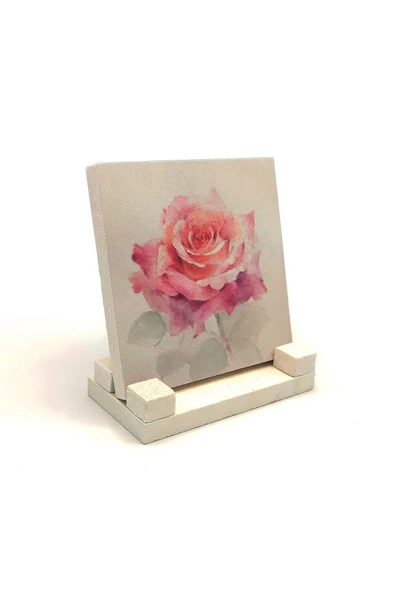 Gül Baskılı Taş Masaüstlük 10X10 - Resim 2