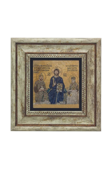 Ayasofya Deesis Mozaiği Baskılı Taş Tablo 20x20 - Resim 2