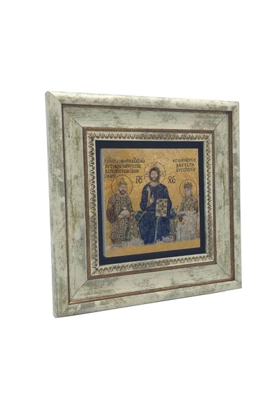Ayasofya Deesis Mozaiği Baskılı Taş Tablo 20x20 - Resim 4