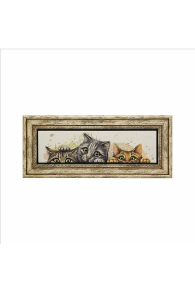 Sevimli Kediler Baskılı Taş Tablo 20x46 - Resim 2