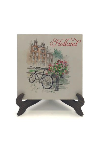 Hollanda Bisklet Görseli Baskılı MDF Masaüstlük 10X10 - Resim 2