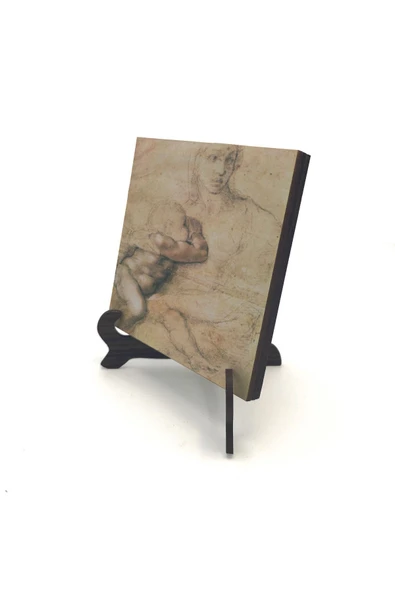 Eskiz çizim (Leonardo Da Vinci) Baskılı MDF Masaüstlük 10X10 ürün görseli 1