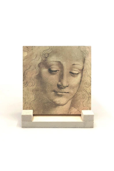 Baş Etüdü (Leonardo Da Vinci) Baskılı Taş Masaüstlük 10X10 ürün görseli 1