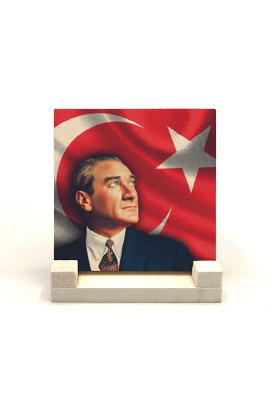 Mustafa Kemal Atatürk Baskılı Taş Masaüstlük 10X10 ürün görseli 1